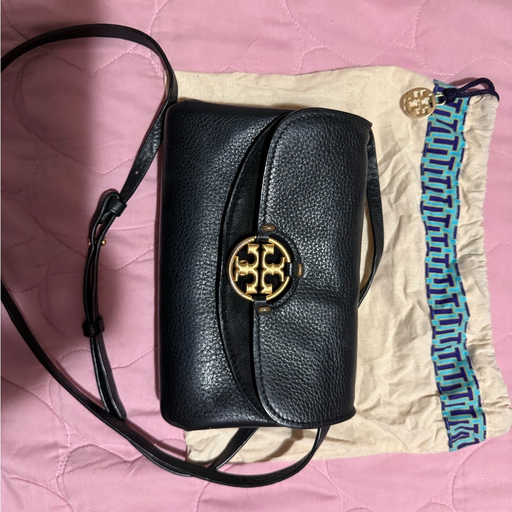 Tory Burch Black Pebbled Leather Crossbody Bag